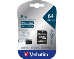 Verbatim memorijska kartica PRO Micro SDXC 64GB, U3, A2, V30, Class 10 Card + adapter - Slika 3