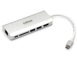 Roline USB-C docking station, 4K HDMI, 2×USB 3.0/3.2 Gen 1, 1×SD/TF čitač kartica, 1×USB-C power, 1×G-LAN - Slika 5