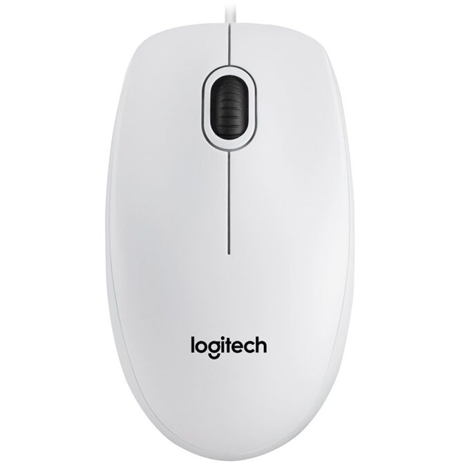 Logitech B100 Corded Mouse - WHITE - USB - B2B, 910-003360