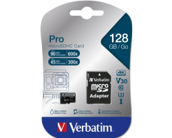 Verbatim memorijska kartica PRO Micro SDXC 128GB, U3, A2, V30, Class 10 Card + adapter - Slika 3