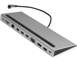 Roline USB-C Multiport Docking Station, 4K HDMI/DP, VGA, 2× USB3.2, 1× USB2.0, 1× SD/Micro SD čitač kartica, 1× USB-C PD, 1× G-LAN, 1×3.5mm - Slika 7