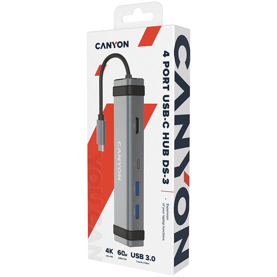 Canyon DS-3 Multiport Docking Station with 4 ports:1*Type C male+1*Type C female+2*USB3.0+1*HDMI, CNS-TDS03DG - Slika 4