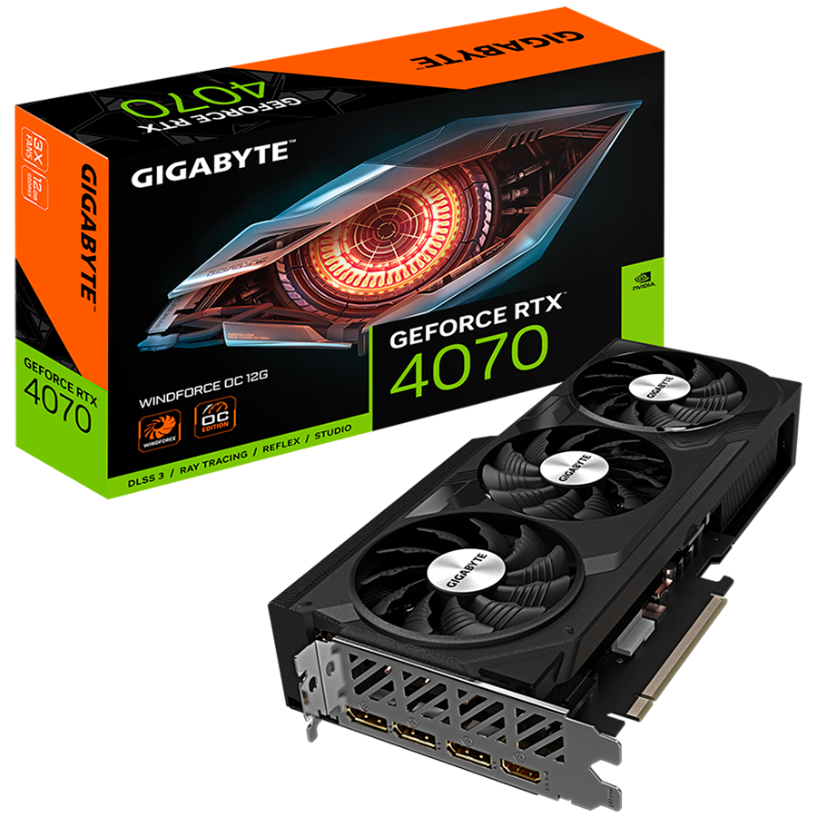 Gigabyte Video Card NVIDIA GeForce RTX 4070 WINDFORCE OC 12GB, GV-N4070WF3OC-12GD