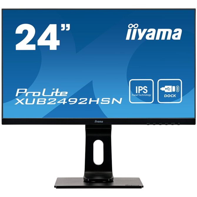 Monitor Iiyama PROLITE XUB2492HSN-B5 23.8" IPS 1920x1080 @75Hz USB-C Dock 65W + LAN, XUB2492HSN-B5