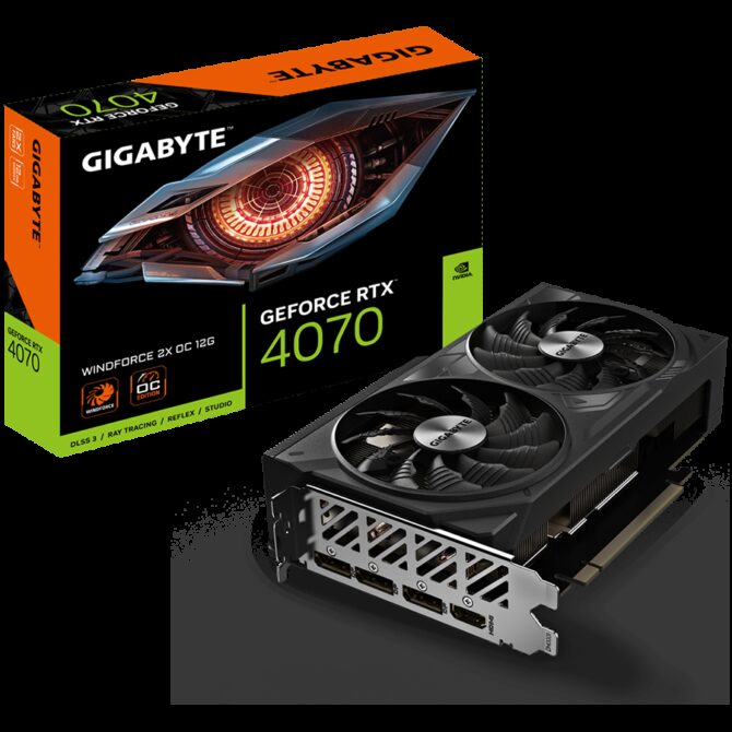 Gigabyte Video Card NVIDIA GeForce RTX 4070 WINDFORCE 2X OC 12GB, GV-N4070WF2OC-12GD