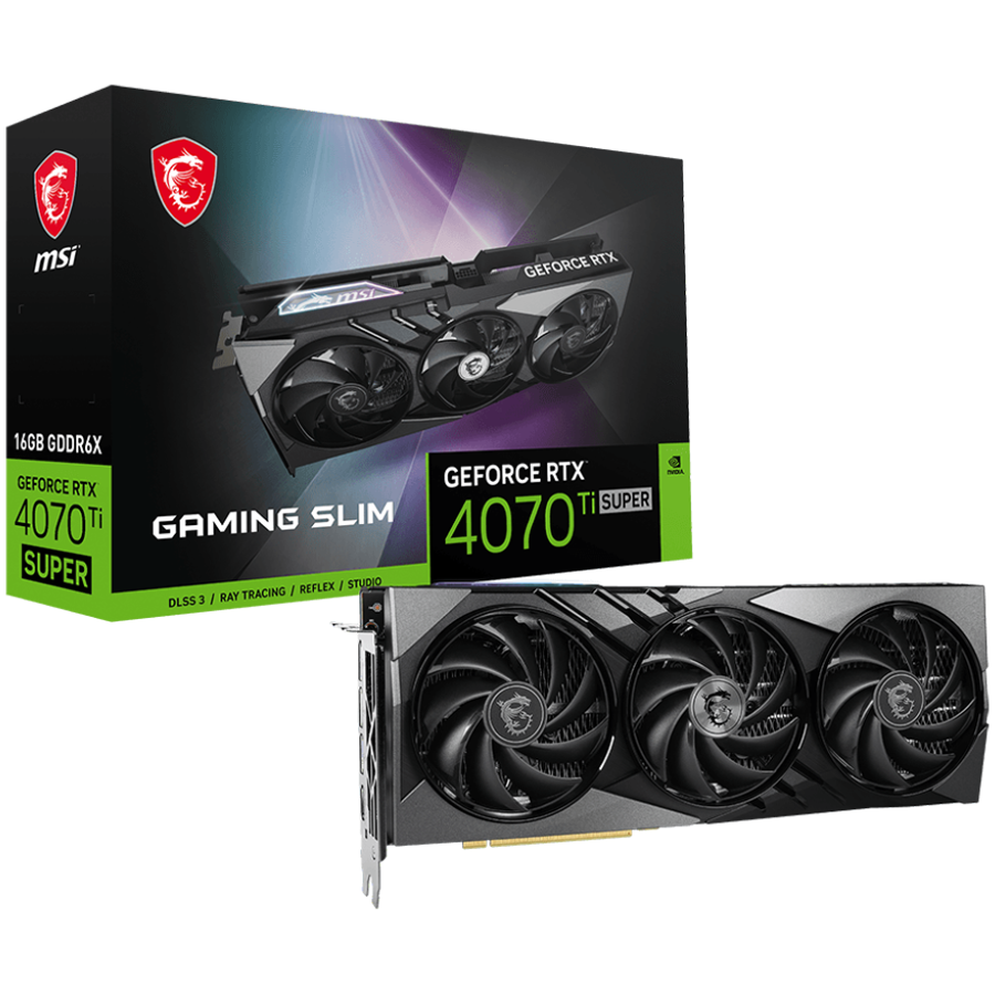 MSI Video Card NVIDIA GeForce RTX 4070 Ti SUPER 16G Gaming X SLIM, RTX 4070 TI SUPER 16G Gaming X SLIM