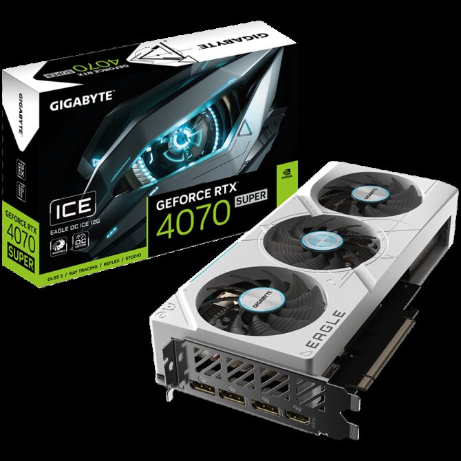 Gigabyte Video Card NVIDIA GeForce RTX 4070 SUPER EAGLE OC ICE 12GB, GV-N407SEAGLEOC ICE-12GD