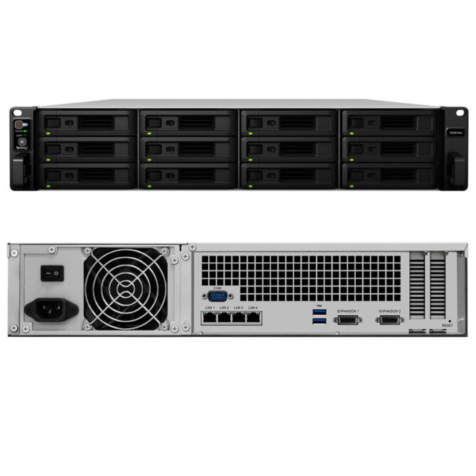 Synology RS3618xs RackStation 12-bay NAS server, Intel Xeon D-1521 2.4GHz, 8GB DDR4 ECC, Hot-Swap HDD, 4×G-LAN, Link Aggregation, Wake on LAN/WAN