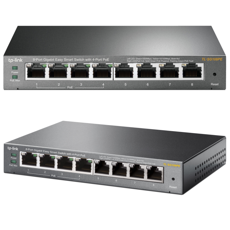 TP-Link 8-port Gigabit PoE Easy Smart preklopnik, TL-SG108PE