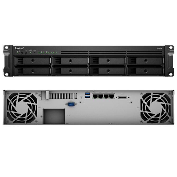 Synology RS1221+ RackStation 8-bay NAS server, 4GB DDR4, Hot-Swap 2.5"/3.5" HDD, 4xG-LAN, USB3.2 Gen1×2, eSATA×1