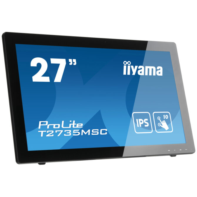 Iiyama 27" T2735MSC-B3, 1920×1080 IPS LED, PCAP 10P Touchscreen, 5ms, VGA/HDMI/DP, USB3.0×2, Webcam, zvučnici, crni - Slika 2