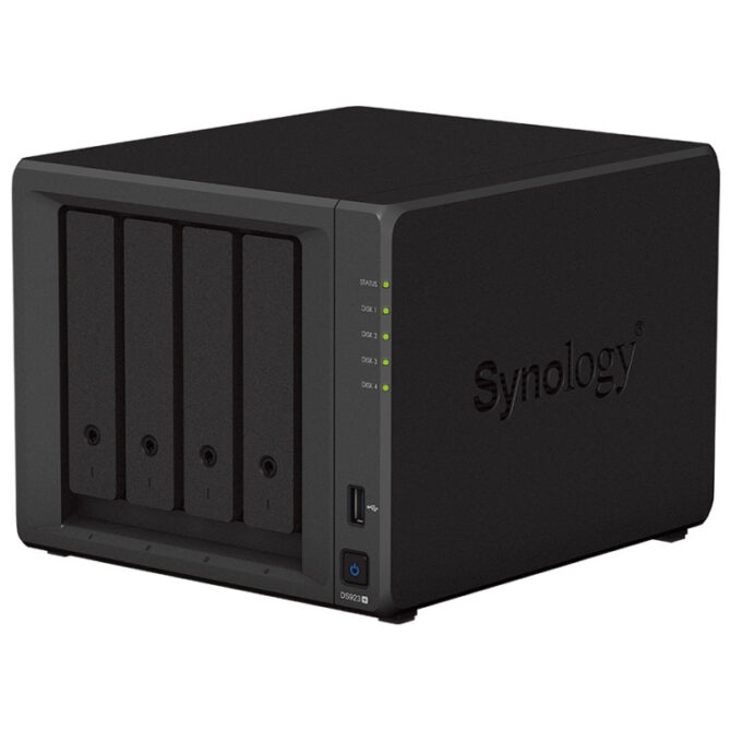 Synology DS923+ DiskStation 4-bay NAS server, 2.5"/3.5" HDD/SSD M.2 podrška, Wake on LAN/WAN, 4GB, 2×G-LAN, USB3.0/eSATA