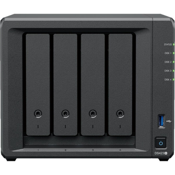 Synology DS423+ DiskStation 4-bay NAS server, 2.5"/3.5" HDD/SSD podrška, Hot Swappable HDD, Wake on LAN/WAN, 2GB, 2×G-LAN, 2×USB3.2 Gen 1