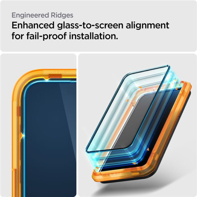 Spigen tR Align Master, zaštitno staklo za ekran telefona,2 kom, crno + okvir za instalaciju, FC black - iPhone 14 Pro Max - Slika 4