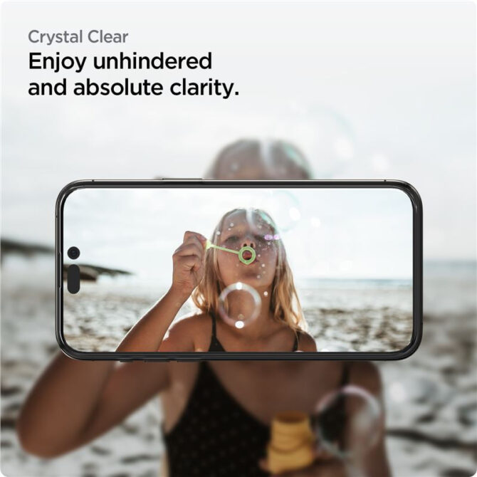 Spigen tR Align Master, zaštitno staklo za ekran telefona,2 kom, crno + okvir za instalaciju, FC black - iPhone 14 Pro Max - Slika 5