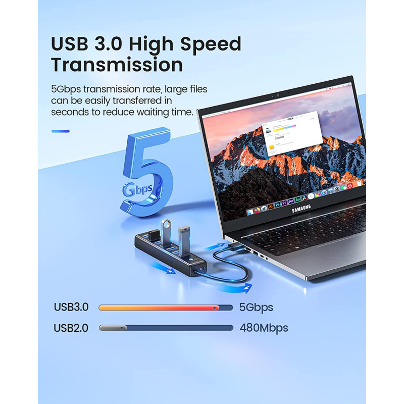 Orico 7-portni USB3.0 Hub, crni (ORICO-PW7U-U3-015-BK-EP) - Slika 2