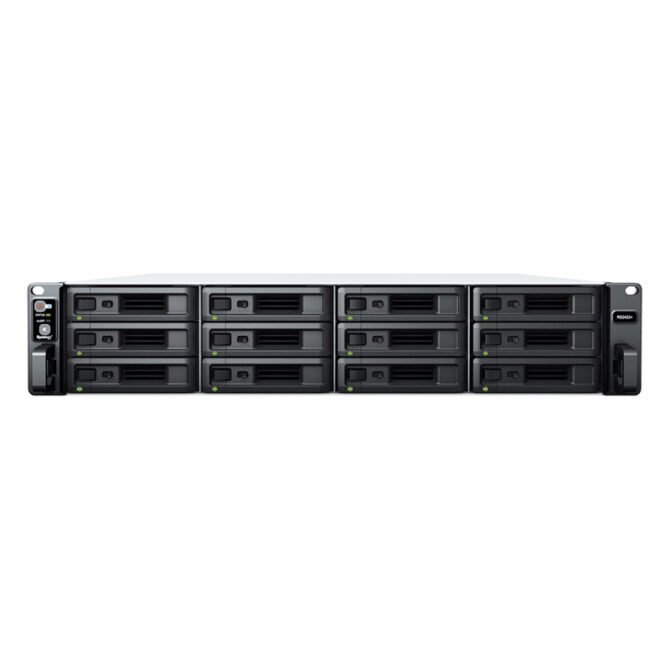 Synology RS2423+ RackStation 12-bay NAS server, AMD Ryzen V1780B, 8GB DDR4, Hot-Swap HDD, 2×1GbE/1×10GbE, Link Aggregation, Wake on LAN/WAN