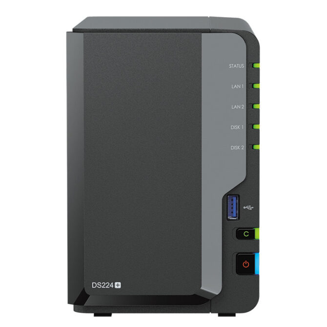 Synology DS224+ DiskStation 2-bay All-in-1 NAS server, 2.5"/3.5" HDD/SSD podrška, Hot Swappable HDD, Wake on LAN/WAN, 2GB, 2×1GbE - Slika 2