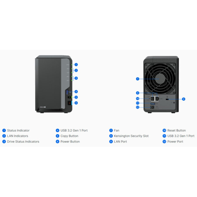 Synology DS224+ DiskStation 2-bay All-in-1 NAS server, 2.5"/3.5" HDD/SSD podrška, Hot Swappable HDD, Wake on LAN/WAN, 2GB, 2×1GbE - Slika 5