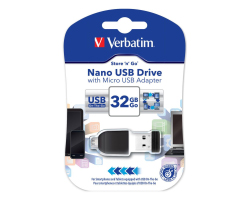 Verbatim USB2.0 Nano Store'n'Go 32GB + OTG microUSB adapter, crni - Slika 3