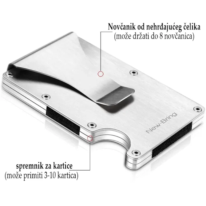 Aluminijski novčanik za kartice s RFID zaštitom - Slika 2