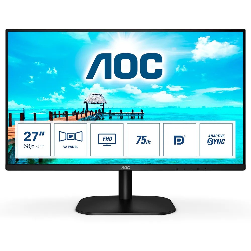 Monitor AOC LED VA 27", 27B2QAM, VGA, HDMI, DP, zvuč.