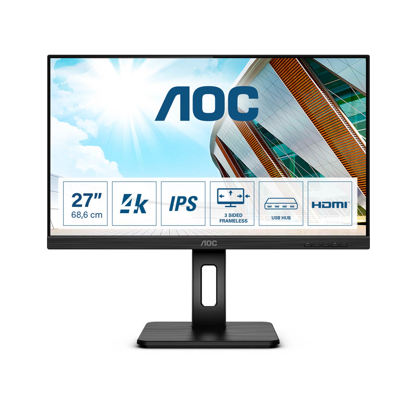 Monitor AOC U27P2CA,27", 2xHDMI, DP, USB-C, HAS, zuč.
