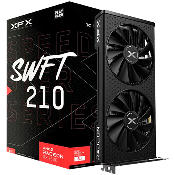 XFX SPEEDSTER SWFT210 RADEON RX 7600XT SWFT Gaming Graphics Card with 16GB GDDR6 HDMI 3xDP, RX-76TSWFTFP