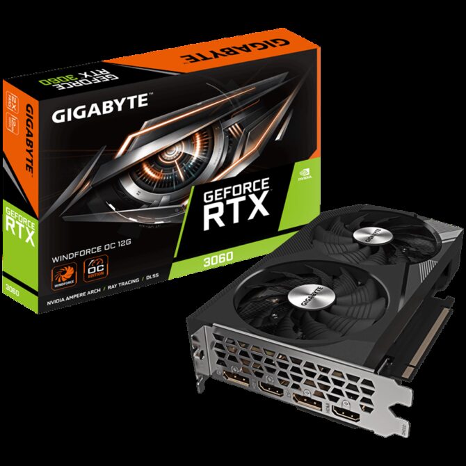 Gigabyte Video Card NVidia GeForce RTX 3060 WINDFORCE 12G, GV-N3060WF2OC-12GD 2.0