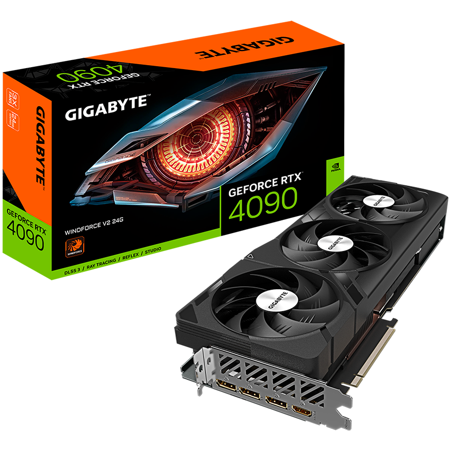 Gigabyte Video Card NVIDIA GeForce RTX 4090 WINDFORCE 3X V2 24G GDDR6X 24GB/384bit, GV-N4090WF3V2-24GD