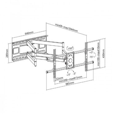 SBOX izvlačno okretni nosač 43"-90", do 80kg