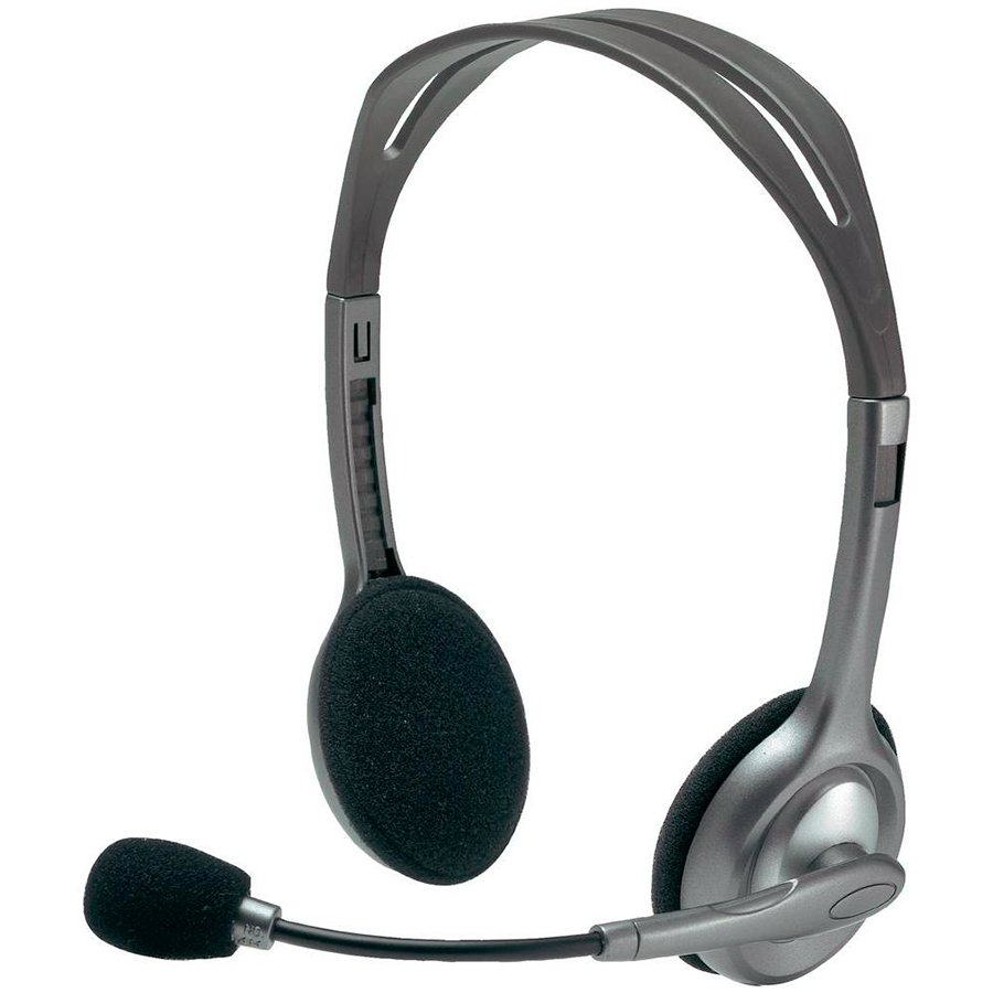 Logitech H110 Corded Stereo Headset – GRAY/SILVER – Dual Plug, 981-000271