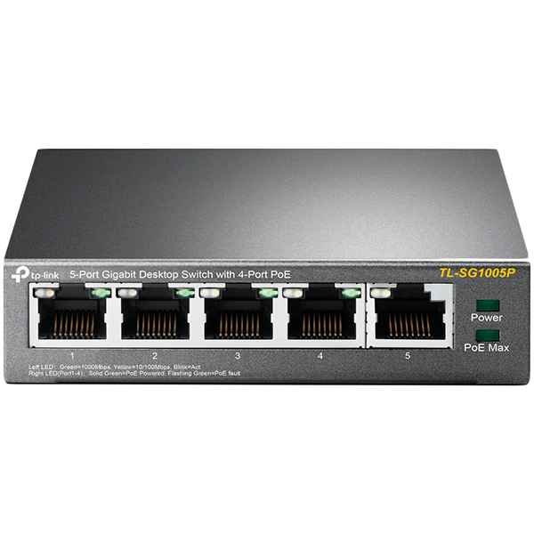 TP-LINK TL-SG1005P 5-Port Gigabit Desktop Switch with 4-Port PoE, TL-SG1005P