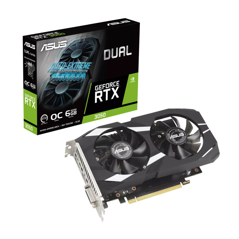 Asus Dual GeForce RTX 3050 OC Edition 6GB GDDR6/96-bit, PCIe 4.0, DVI-D/HDMI/DP