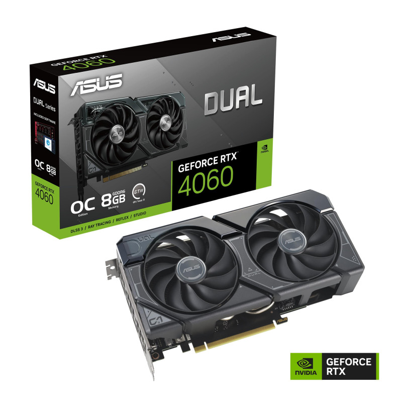 Asus DUAL GeForce RTX 4060 V2 OC Edition 8GB, GDDR6/128-bit, PCIe 4.0, 3×DP/1×HDMI