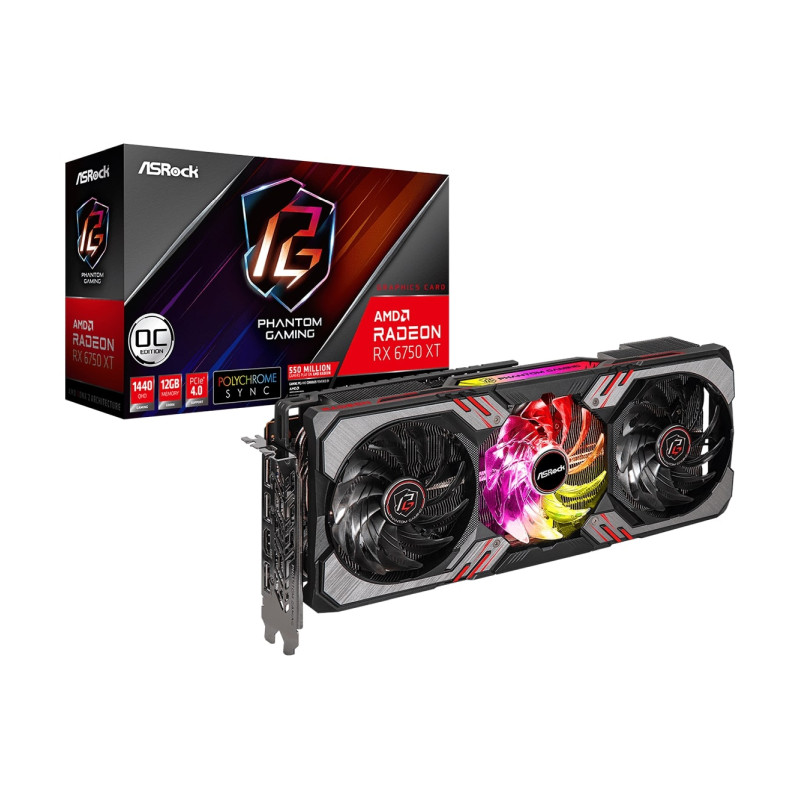 ASRock AMD Radeon  RX 6750 XT Phantom Gaming D 12GB OC , 12GB GDDR6/192bit, PCIE4.0, 1×HDMI/3×DP