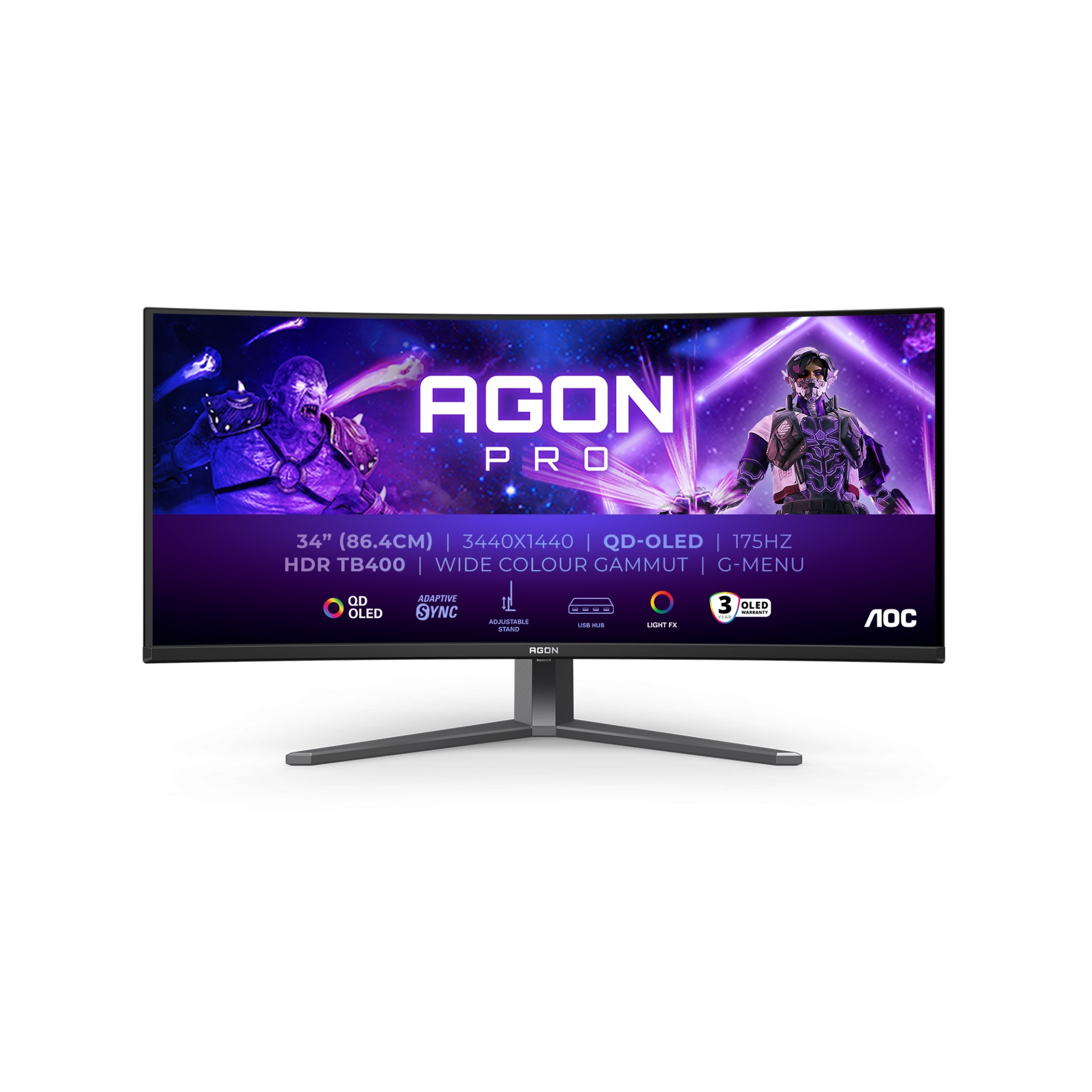 Monitor AOC AGON AG346UCD,QD-OLED, 2xHDMI, DP, USB, 175Hz