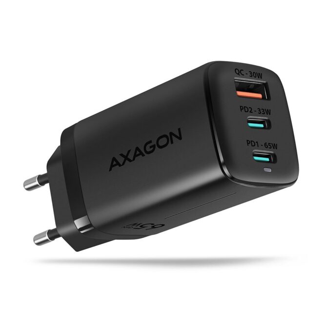 Axagon ACU-DPQ65 zidni punjač 1xUSB-A QC4, 2xUSB-C PD 33/65W, crni