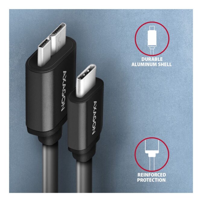 CC USB CM 3.2Gen1 -> USB MicroBM Superspeed, 1m, AXA - Image 2