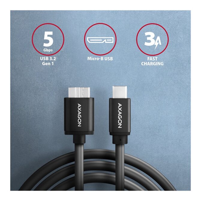 CC USB CM 3.2Gen1 -> USB MicroBM Superspeed, 1m, AXA - Image 3