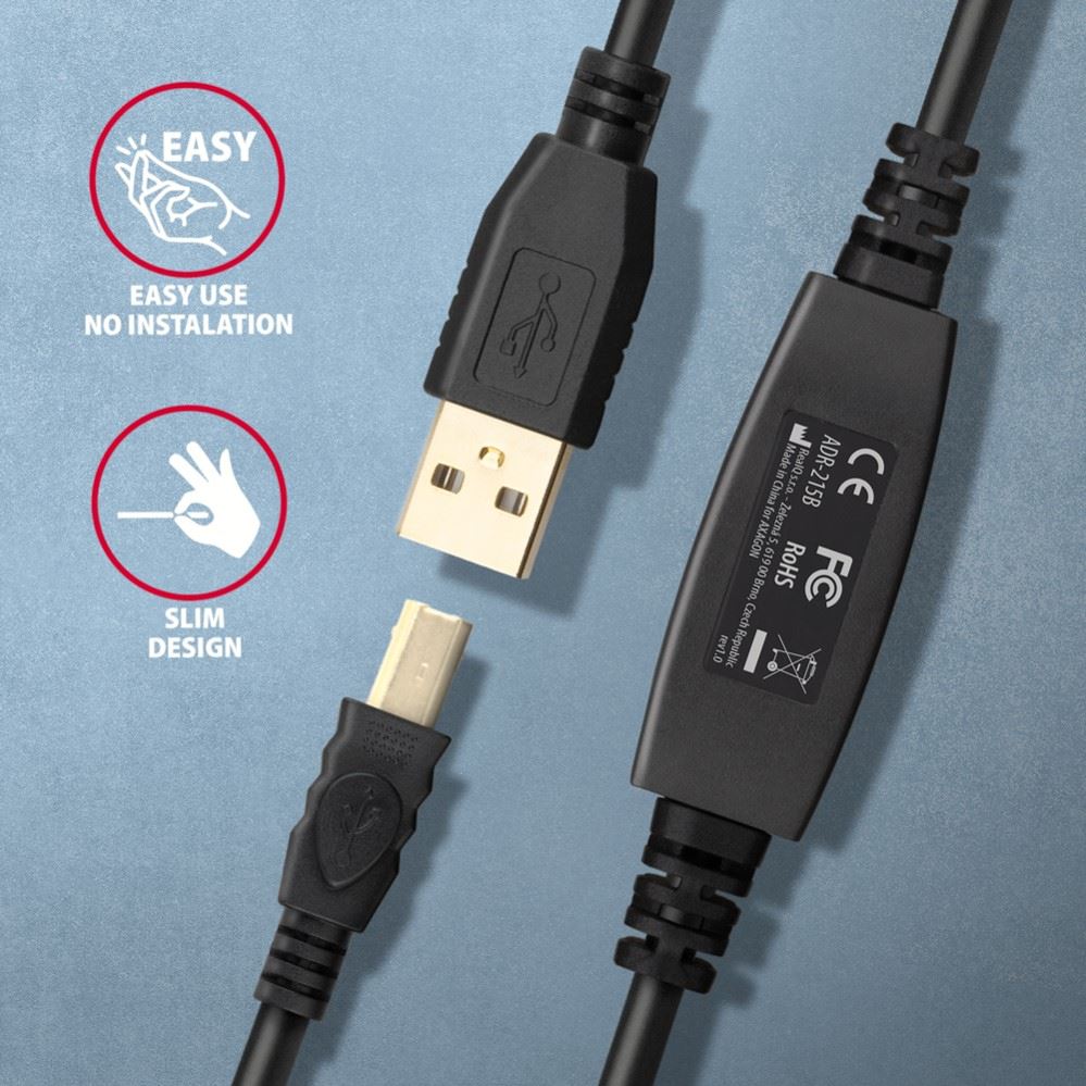 CC USB AM 2.0 -> USB AF, Aktivni produžni, 15m, ADR-215B, AXA - Slika 6