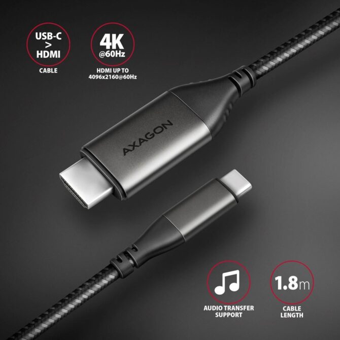 CC USB CM -> HDMI M 2.0, 1.8m, 4K/60Hz, RVC-HI2MC, AXA - Image 2