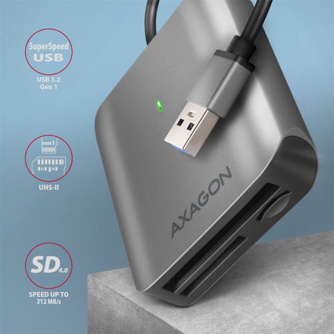 Čitač pametnih kartica Axagon CRE-S3 SUPERSPEED USB-A UHS-II READER - Image 2