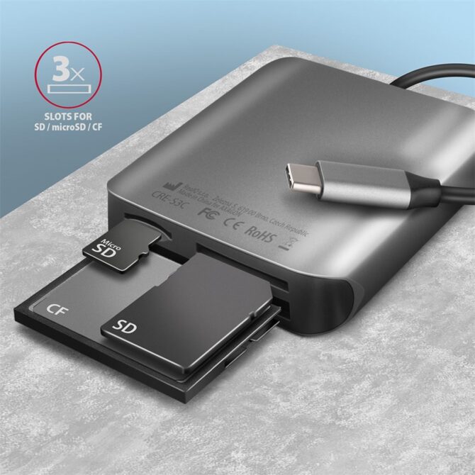 Čitač pametnih kartica Axagon CRE-S3C SUPERSPEED USB-C UHS-II READER - Image 3