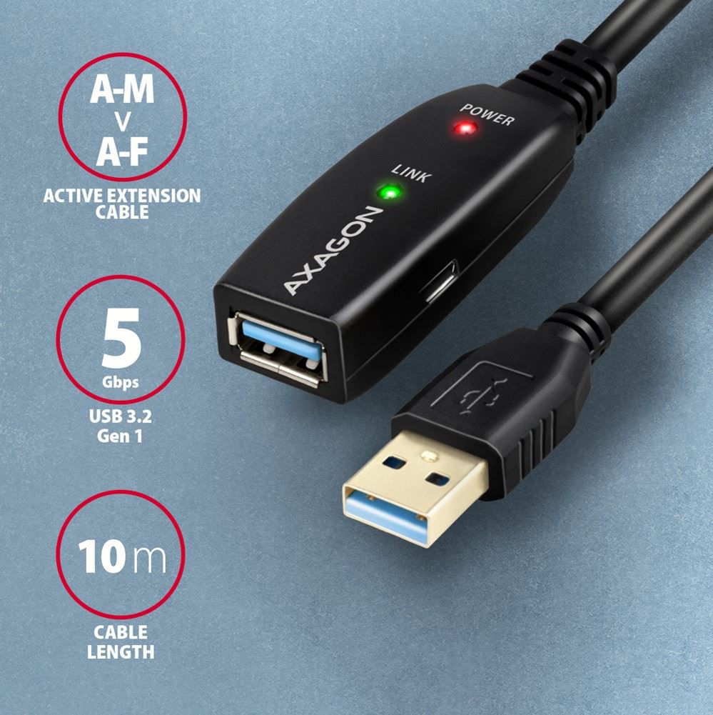 CC USB AM 3.2 (3.0)->USB AF, Akt produžni, 10m, ADR-310, AXA - Slika 2