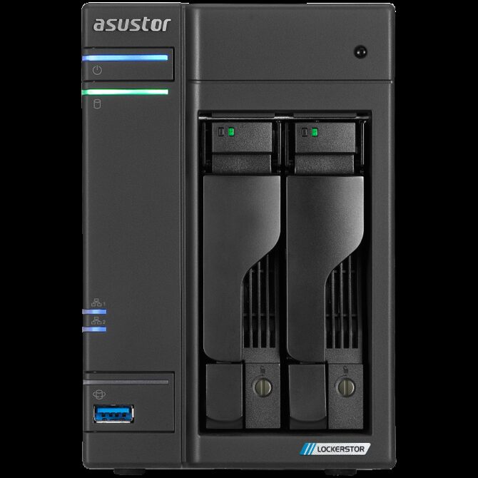 Asustor NAS AS6702T Lockerstor2 Gen2 2x 3.5" 4x M.2 cache 2x 2.5Gbe Celeron QuadCore N5105 2.9GHz 4GB single PSU desktop, AS6702T