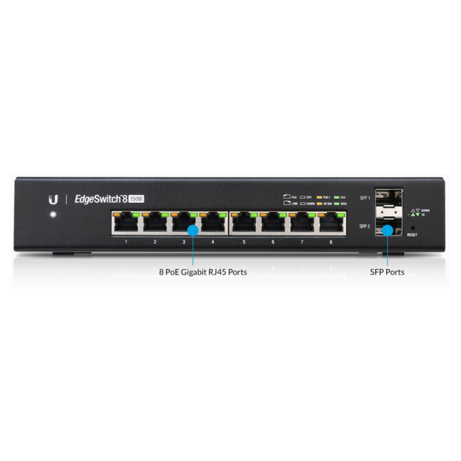 Ubiquiti EdgeMax Managed 8-port Gigabit PoE Switch, 2×SFP, 150W (ES-8-150W)