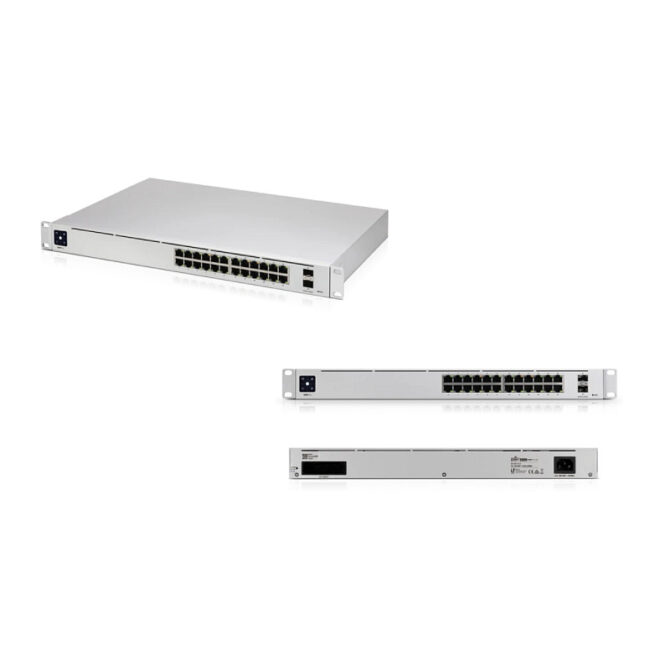 Ubiquiti UniFi Managed 24-port Gigabit Switch, 2×10G SFP+, Rackmount, (USW-PRO-24)