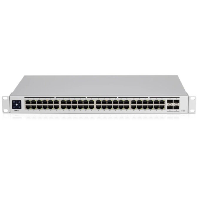 Ubiquiti UniFi Managed 48-port Gigabit Switch, 4×10G SFP+, Touchscreen LCD, Rackmount (USW-PRO-48)