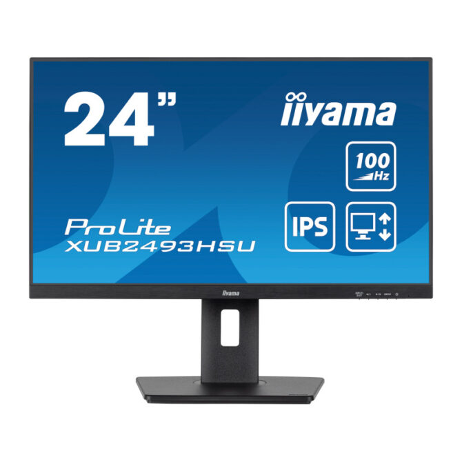 Iiyama 24" ProLite XUB2493HSU-B6 (23.8") 16:9 Full HD (1920×1080) IPS Ultraslim, Pivot, HAS, 4ms, VGA/HDMI/DP, 2×USB2.0, zvučnici, crni